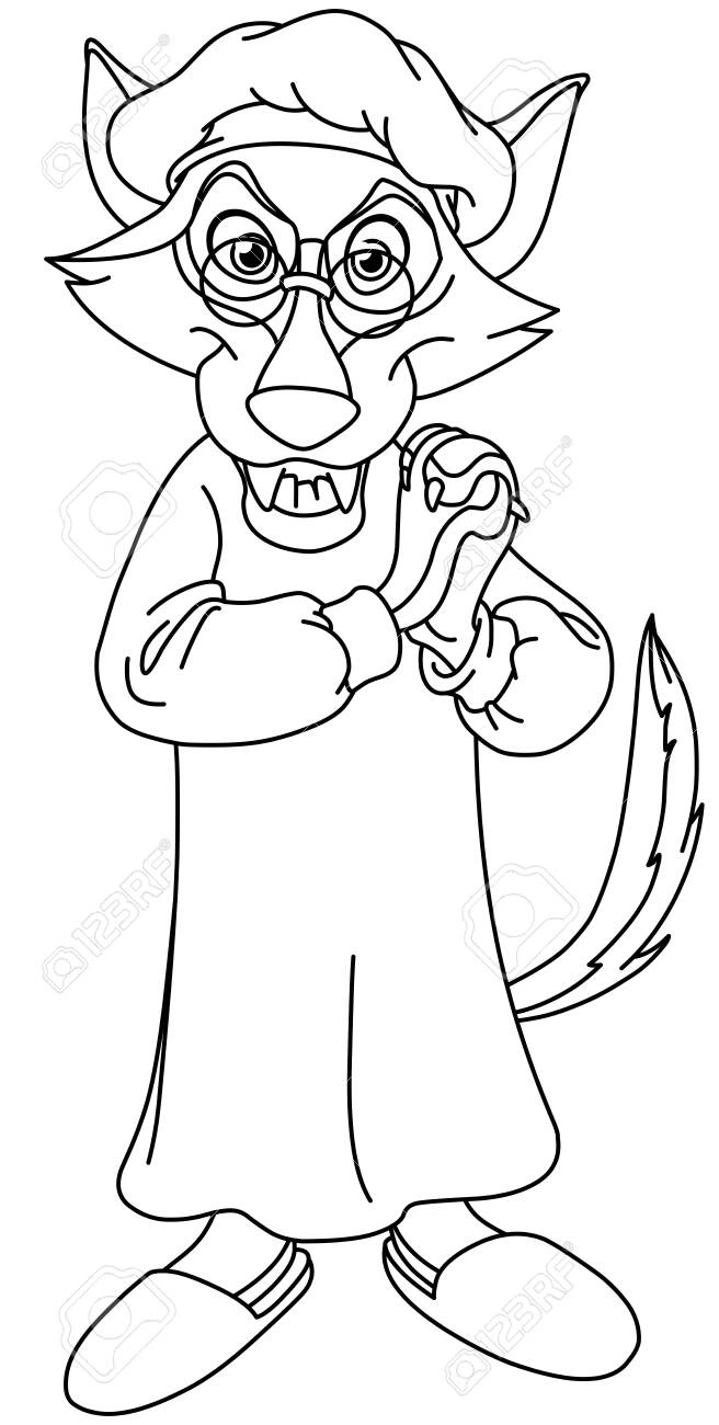 Coloring page wolf Im pretending to be a grandmother